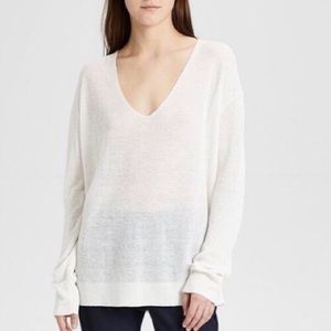 Theory Larlissa Flamme Linen V-neck Sweater